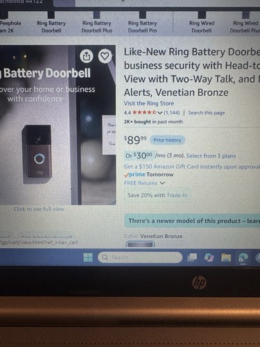Ring battery doorbell - battery, camera